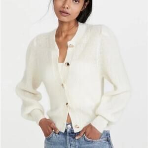 BA&SH | Baylor Ivory Wool Mohair Cardigan Sweater Gold Buttons Size 1 US S